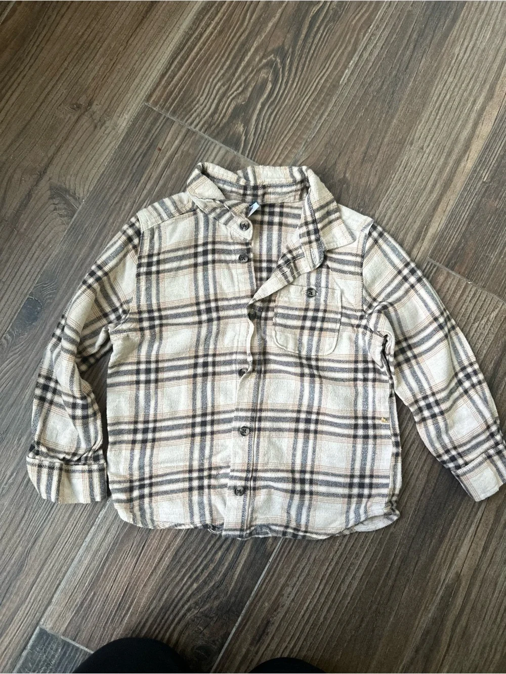 Bundle of boys long sleeve Kids Plaid Button-Up Shirt - Blue & Cream Brown